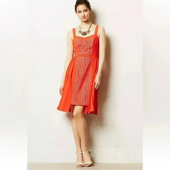 Anthropologie | Vessel by Timo Weiland Neria Dress Size 2 Red/Orange Eyelet - Picture 8 of 8